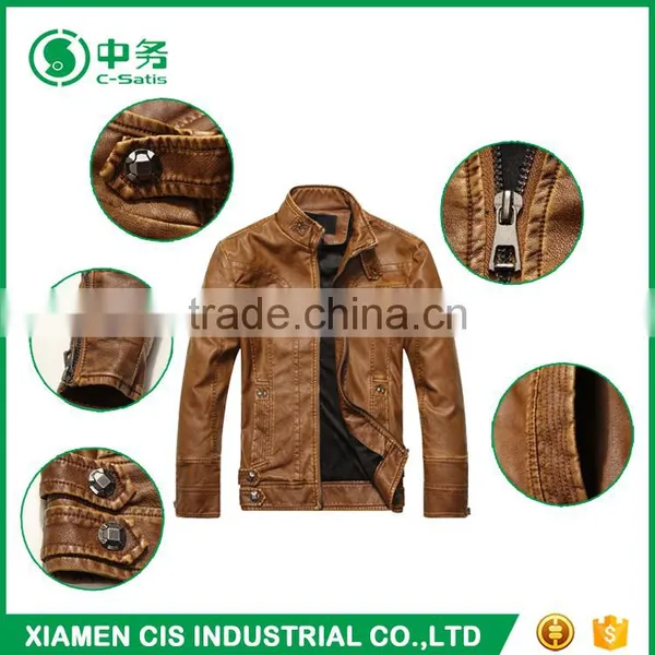 Top Quality Winter Windproof Man Black Faux Leather Motorcycle Jacket photo-6