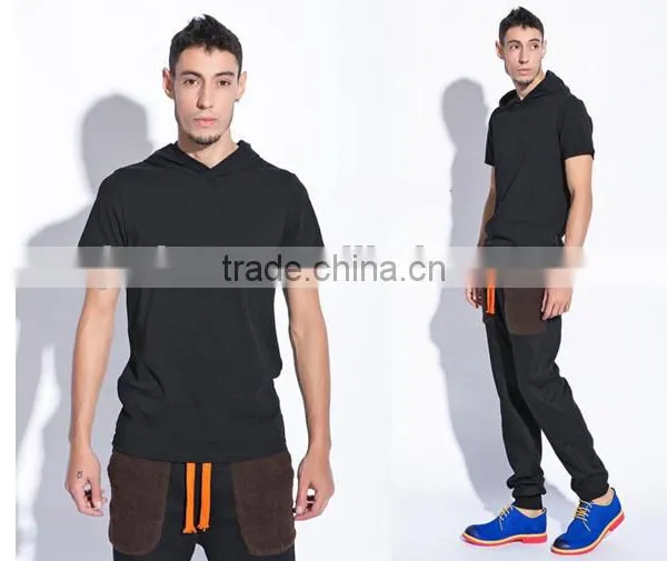 High Quality Custom Cotton/polyester Short Sleeve Pullover Hoodie photo-3