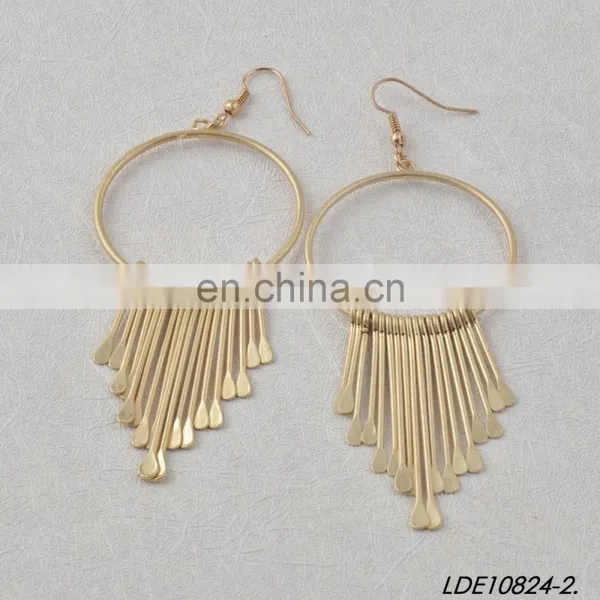 Lady Fashion Earring Fringe Gold Earrings Statement Earring photo-3