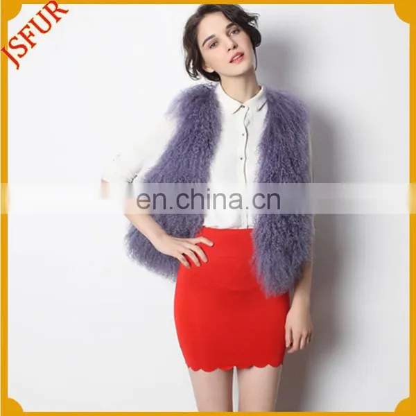 Colourful Dyed Mongolian Fur Vest Winter Waistcoat photo-3