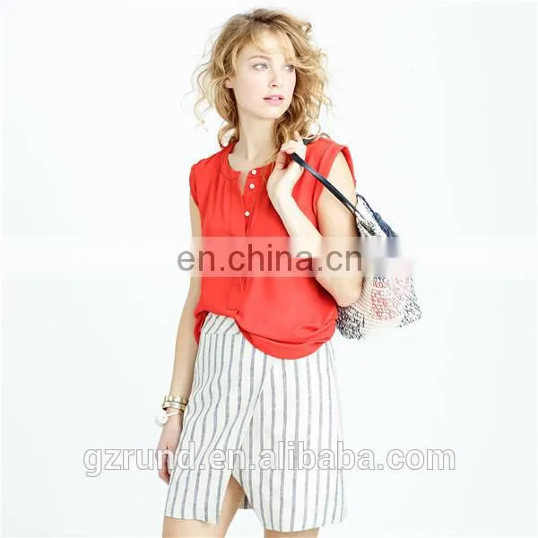 Fashion Lady Blouse, New Stylish Tops and Blouse , Customize Silk/chiffon Blouse Red