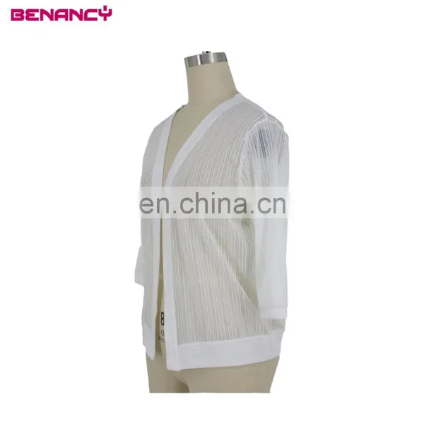 Stripe Jacquard Lace Woman Short Cardigan Bolero photo-3