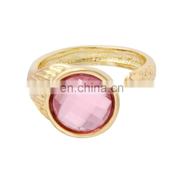 Fashion Gold Tone Royal Blue Single Stone Finger Ring for Gifts photo-2