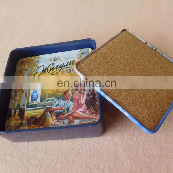 Wholesale Square Metal Tin Cup Coaster With Cork Back photo-2
