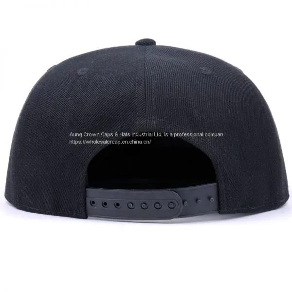 China Acrylic 6 Panel Black Custom 3D Embroidery Snapback Hats photo-5