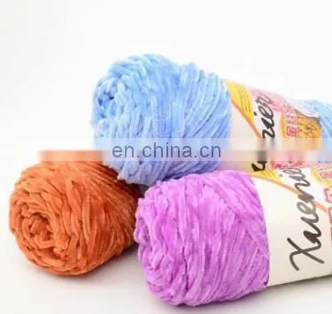 5mm Thickness for Hand Knitting and Crochet Velvet Yarn 100% Polyester Chenille Yarn for Hats and Scarfs photo-6