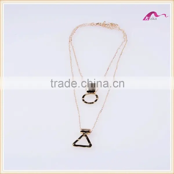 Fashion Multi Layered Gold Plated Pendant Statement Necklace photo-2