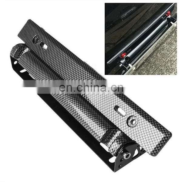 ABS Plastic + Metal Bracket Universal Adjustable Carbon Fiber Number Car Racing License Plate Frame photo-3