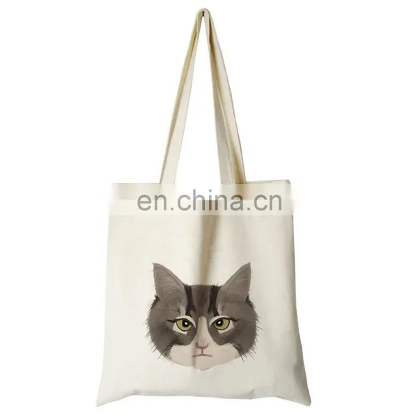Custom Print Canvas Cute Cat Travel Tote Reusable Hand Bags for Women photo-4