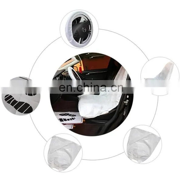 All Weather Disposable Car Travel Seat Cover Cushion Steering Wheel Cover Foot Pad Gear Lever Handbrake Cover for Car Wash Shop photo-5