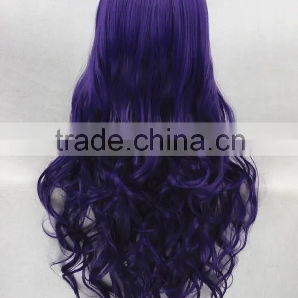 High Quality 80cm Long Curly Dark Purple Synthetic Anime Lolita Wig photo-4