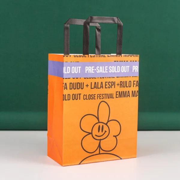 Wholesale Shopping Takeaway Popcorn Bread Food Wax Custom Print Logo Handle White Brown Kraft Paper Bag photo-2