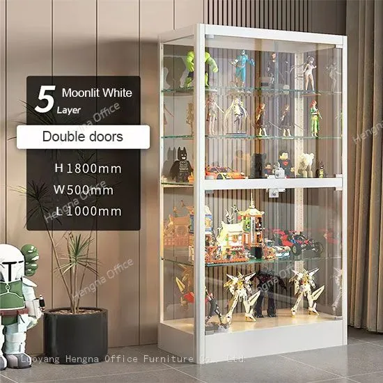 Modern Display Cabinet With Circular Frame Design 5 Layers Double Doors for Collectibles Storage - Wholesale Price photo-2