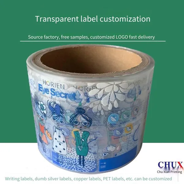 self-adhesive printing factory, chu xian food label outer packaging stickers, roll pet transparent color custom factory