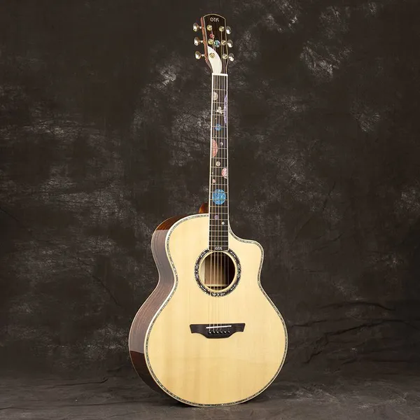 OTIS Guitar Factory Stock 41-inch Spruce Solid Top Glossy Folk Acoustic Guitar Manufacturer N-41 photo-2
