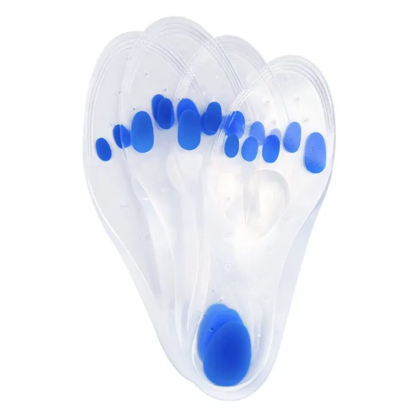 Clear Silicone Insoles Full Length with Arch Support - Massage Nodes, Breathable Perforated, Shock Absorption Pain Relief Shoe Inserts
