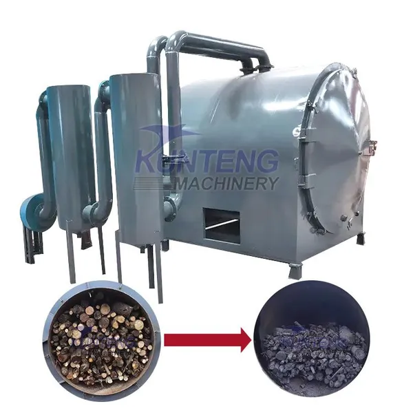 Cotton Stem Log Horizontal Carbonization Furnace Smokeless Charcoal Powder Making Machine