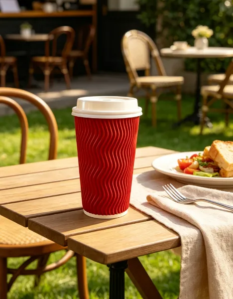 Compostable Ripple Paper Cups 8oz 12oz 16oz Eco Friendly Disposable Hot Drink Cups photo-5