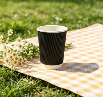 PureWave Food Safe Kraft Ripple Coffee Cups