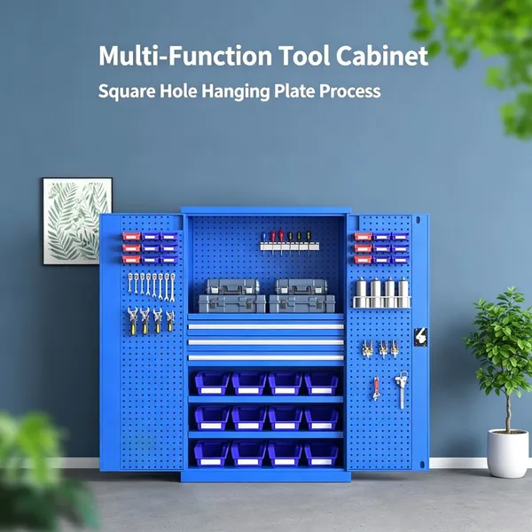 Industrial‑Grade High Load Thickened Steel Tool Cabinet, Adjustable Shelves & Hanging Mesh, Rust Corrosion Dust Waterproof for Garage Workshop Factory