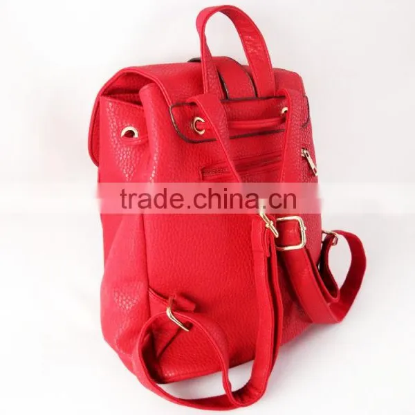 2015 Fashion Hot Selling PU Leather Backpack Popular Red Leather Backpack photo-4