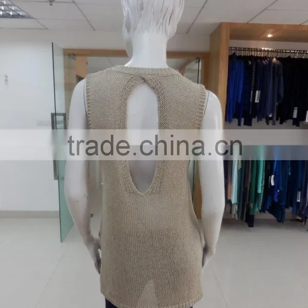 2016 Summer New Stylish Ladies Sweater With the Slit at Sideseam and Hole at Back Panel photo-2