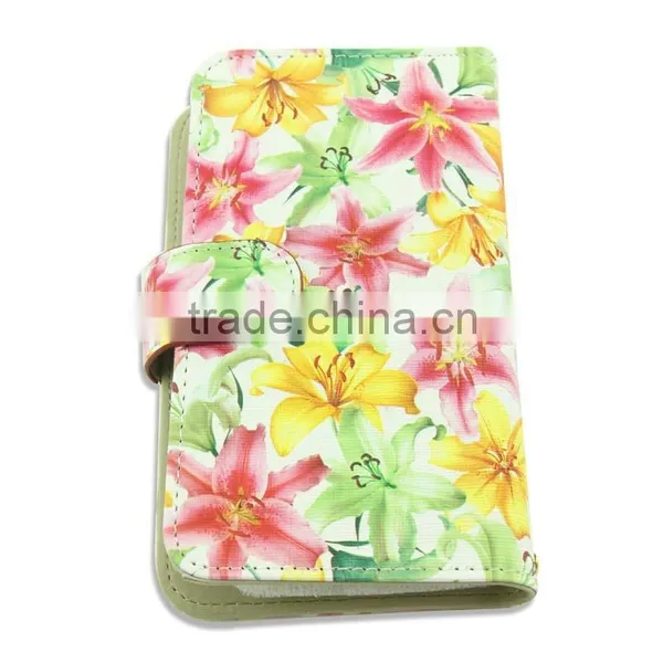 Flower Pattern Flip Leather Case Cover for 5-6inch Cell Phone photo-2