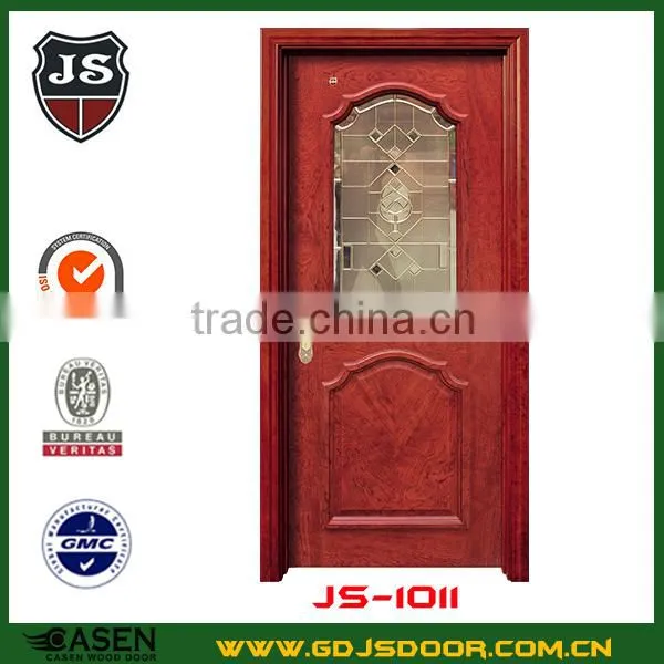 Rural Flower Carving Solid Birch Wood Glass Door Designs for Interior photo-4