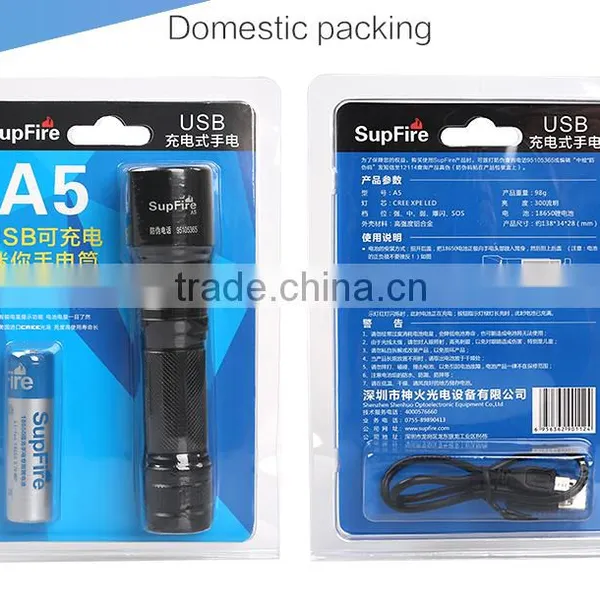 Bulk Home Use Waterproof Rechargeable USB Flashlight A5 photo-6