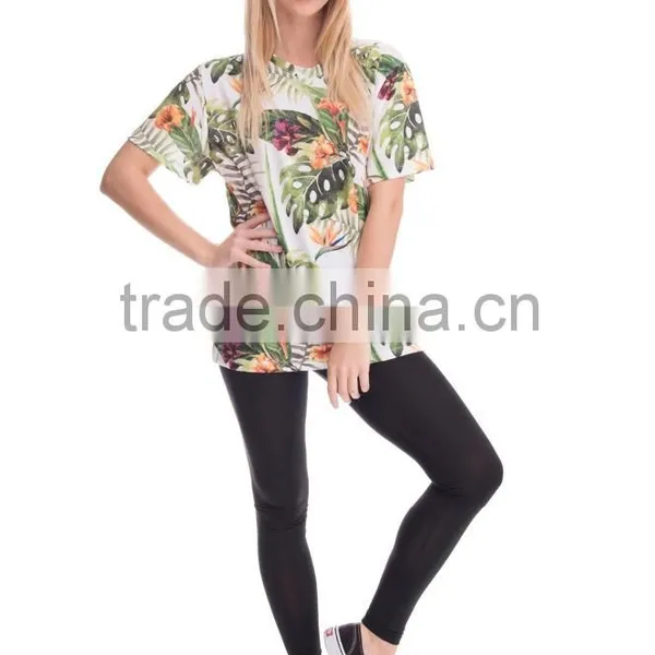 Factory New Arrived 3D Print Tropical Flower Wholesale Polyester Gym T-shirt photo-4