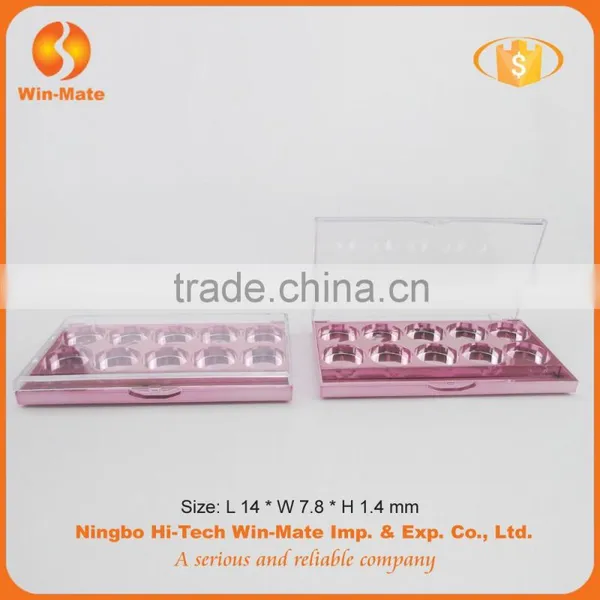 2015 New Arrival Bright Color 10 Hole 14*7.8*1.4CM Rectangle Clear Cap Eyeshadow Palette Packing photo-2