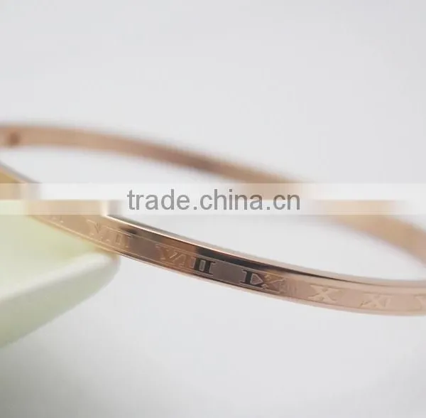 Fashion 3Colors Rose Gold Roman Numeral Stainless Steel Bracelet photo-6