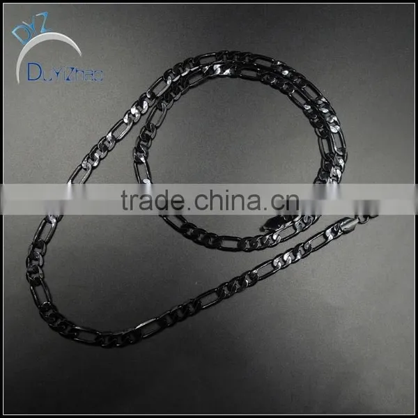 Hip Hop Black Metal Figaro Link Chains Necklace photo-2