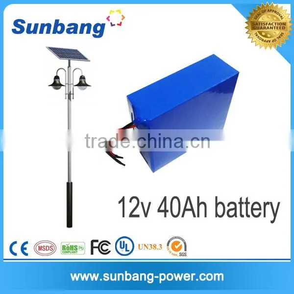 Customized Deep Cycle Lithium 12v 40ah Battery for Solar Street Light/lamp