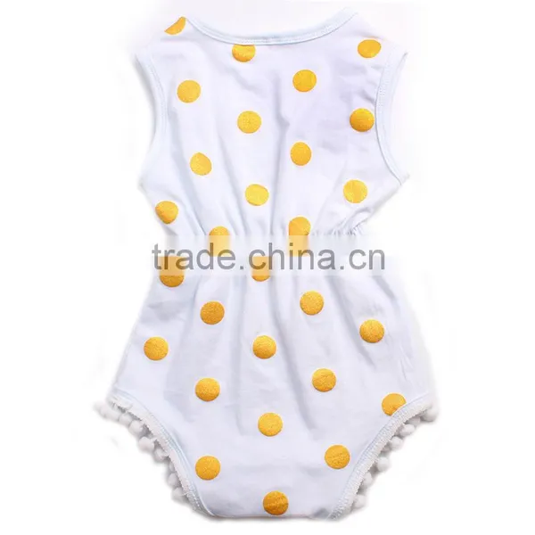 Plain White Baby Rompers White and Yellow Spot Rompers Baby Girls Rompers Jumpsuits photo-2