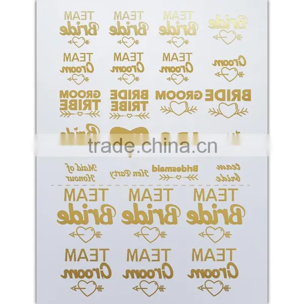 Custom Hot Sale Wedding Tattoo Team Bride Gold Silver Tattoo Stickers Quality Choice photo-2