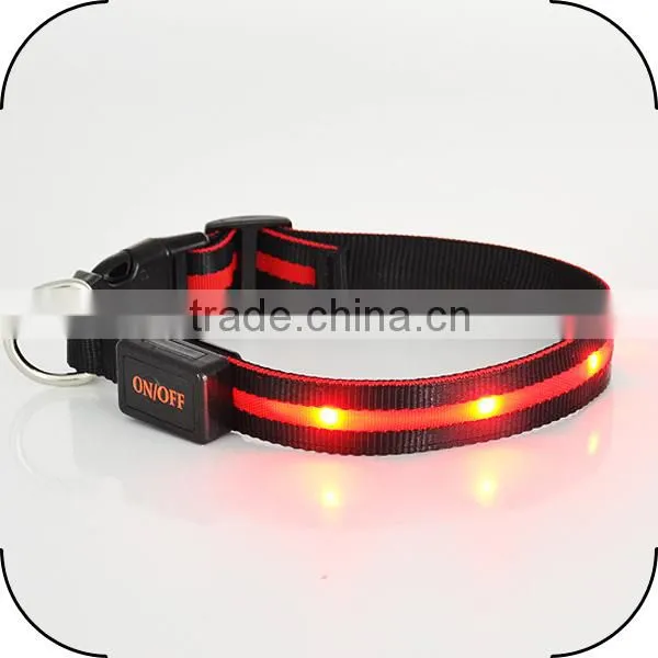 Waterproof Promotional Pet Items Webbing Dog Collar Blinking