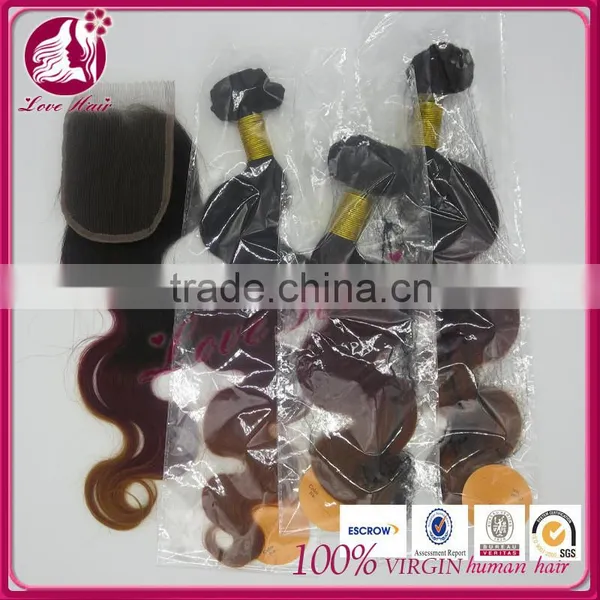 Three Tone Ombre Brazilian Hair Weave Wet and Wavy Raw Human Hair Extensions Body Wave 1b 35 130 photo-6