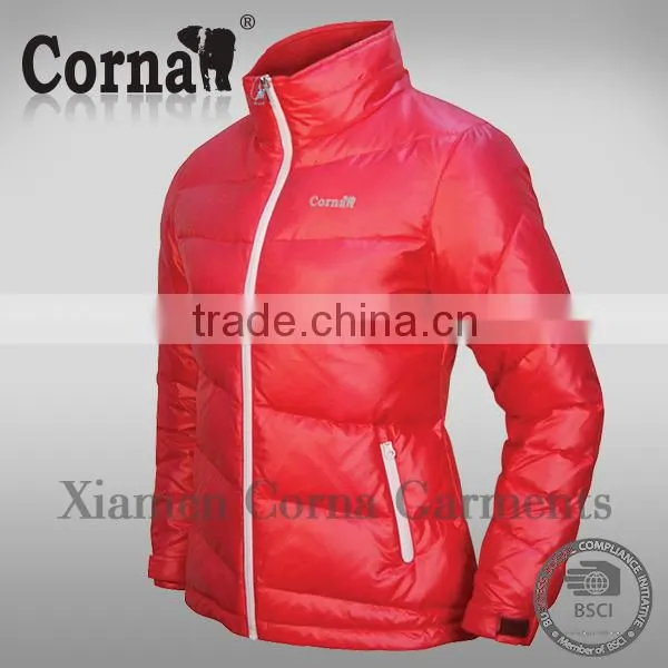 100% Nylon Fabric Polish Breathability Red Down Jacket for Women Outdoor Active photo-3