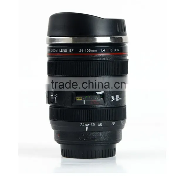300-400ml Camera Lens Design Stainless Steel Coffee Self Stirring Mug photo-2
