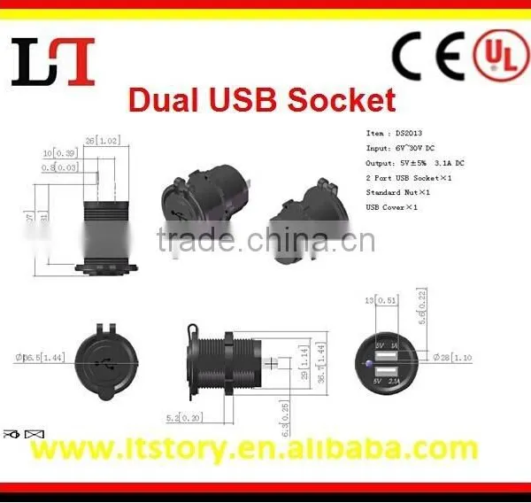12v Usb Socket Panel Mount, 12v Usb Socket, Usb Socket