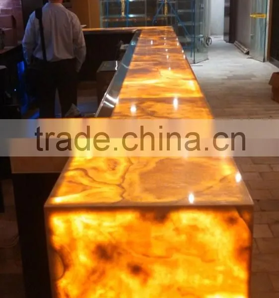 Professional Factory BACKLIT ONYX COUNTERTOPS FOR BAR RECEPTIONS photo-4