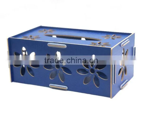 High Quality Bamboo Material Flower Carved Tissue Box photo-3