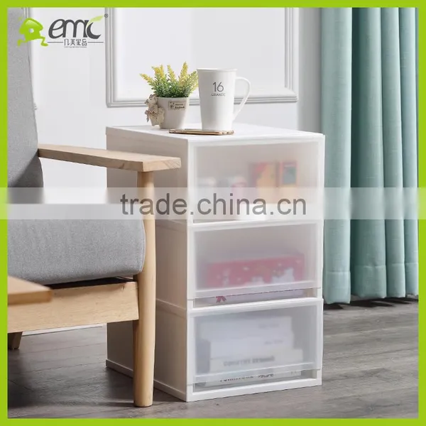 Wholsale Emc 3 Tiers Plastic Drawer Storage Cabinet With Color Print Transparent Storage Box photo-4