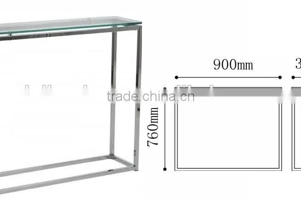 Console Table in Stainless Steel Base and Tempered Glass Top photo-5