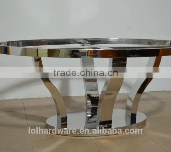 Stainless Steel Base Round Dining Table With Marble Top photo-6
