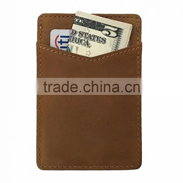Card Sleeve Slim Wallet Full Grain Leather Front Pocket RFID Blocking Minimalist Card Holder photo-2