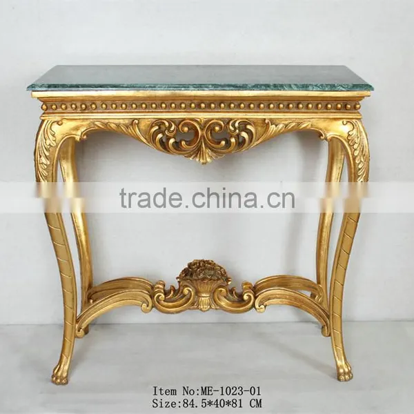 Reproduction Hand Carved Furniture Console Table With Green Marble photo-2