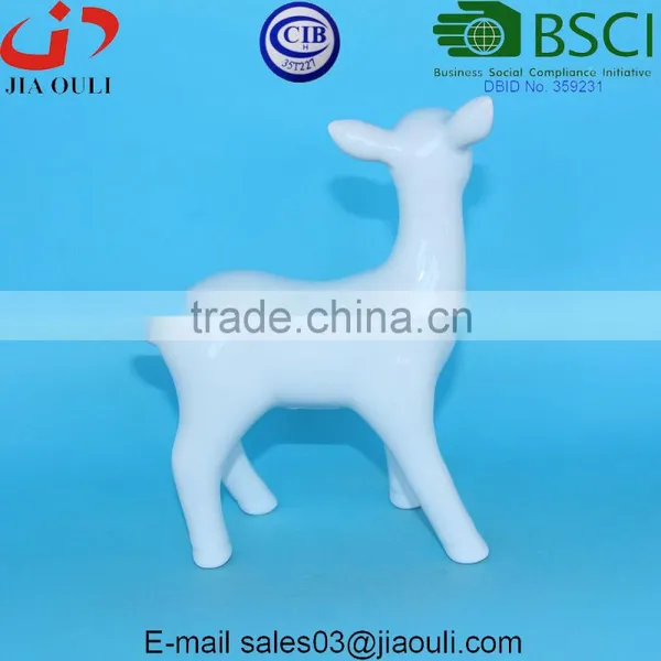 Christmas Decorative Glazed White Ceramic Standing Deer for Home Decor photo-6
