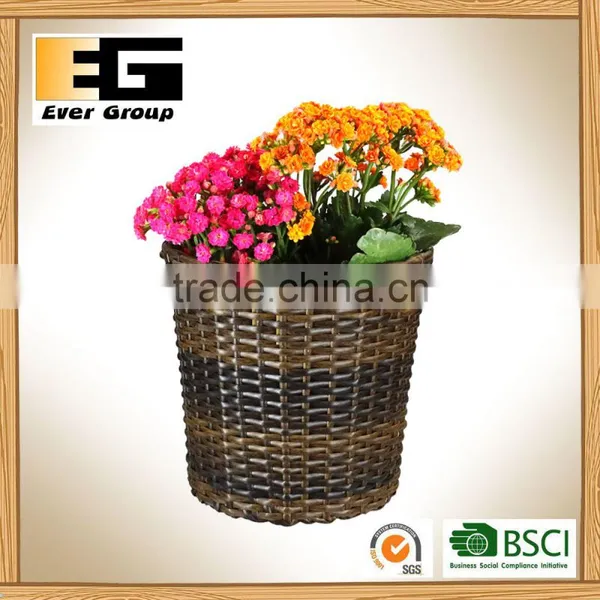 Decor Gardening Planter Classic Round PE Rattan Basket With PVC Liner photo-5